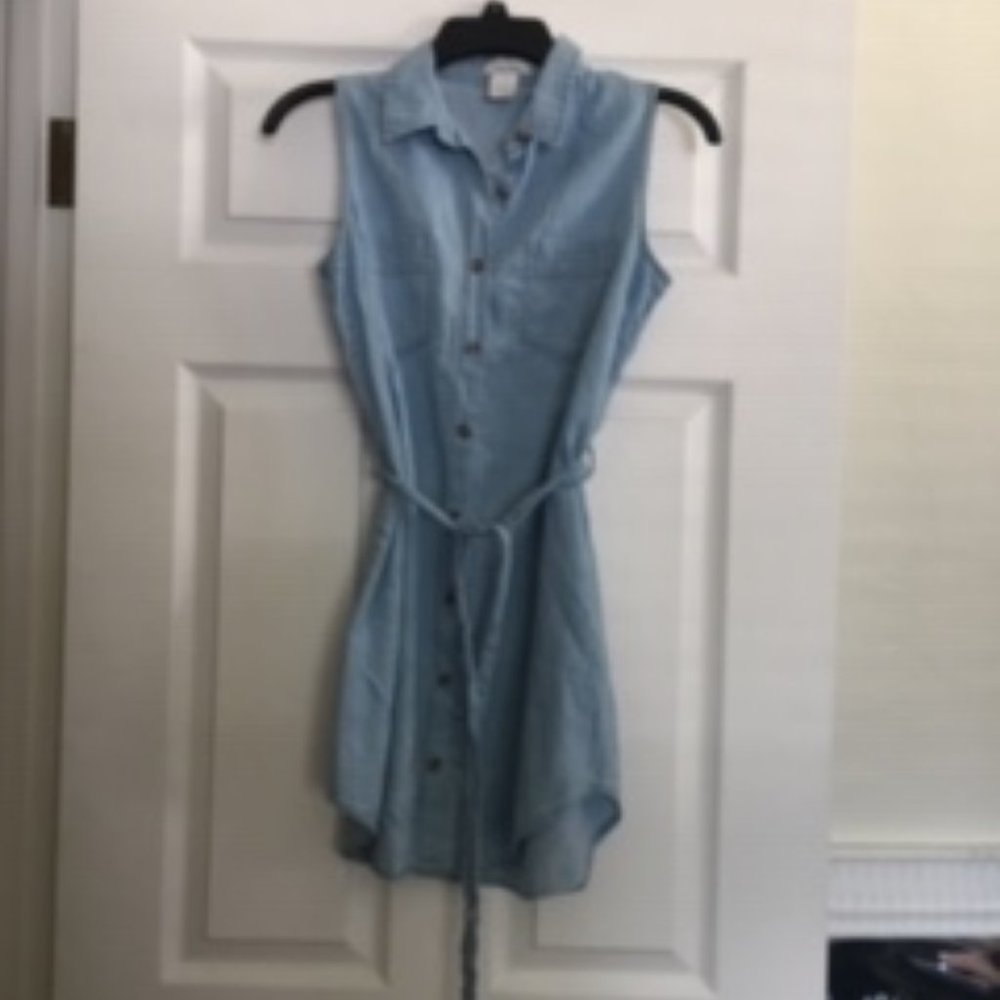 Denim sleeveless tunic top - small